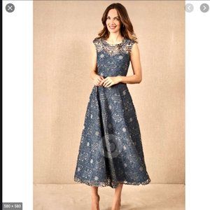 Elegant Blue Gray Anthropologie BHLDN dress